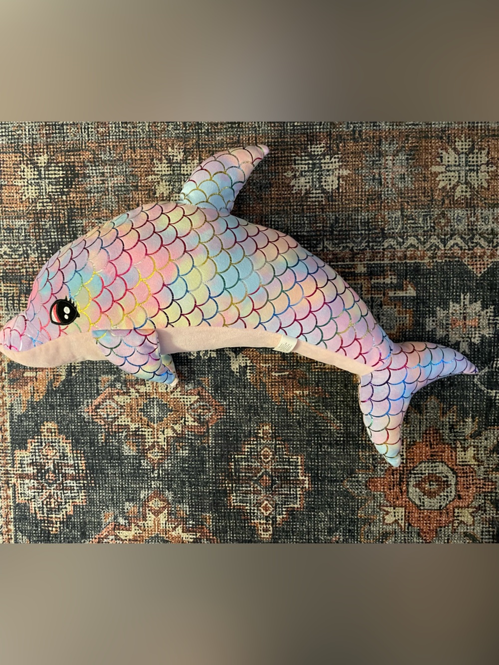 Plush Rainbow Scale Dolphin Toy - Multicolor